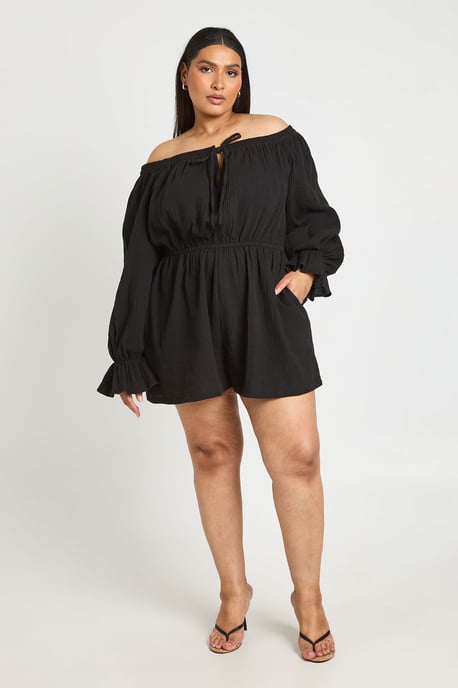 Plus Milkmaid Tie Front Playsuit - Image 3