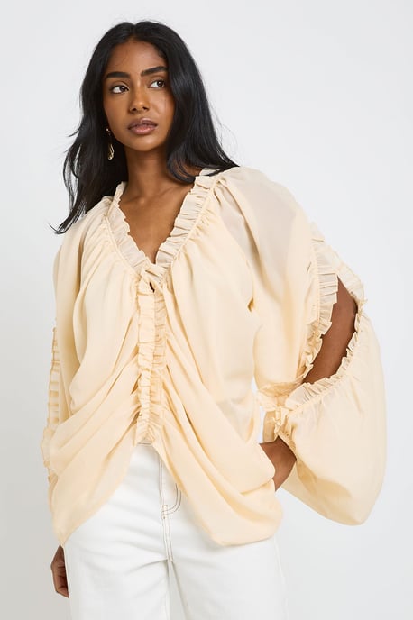 Cold Shoulder Ruffle Blouse - Image 1