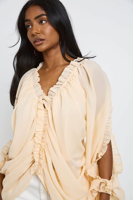 Cold Shoulder Ruffle Blouse - Image 4