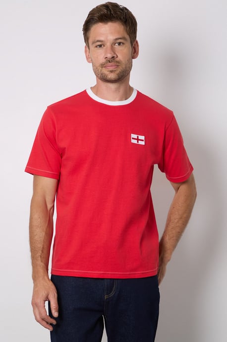 Red England Print Crew Neck T-Shirt - Image 1