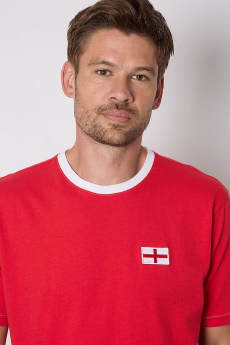 Red England Print Crew Neck T-Shirt - Image 2