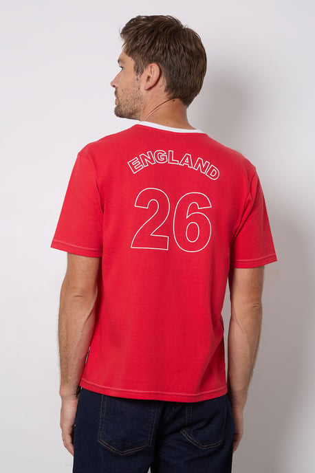 Red England Print Crew Neck T-Shirt - Image 3