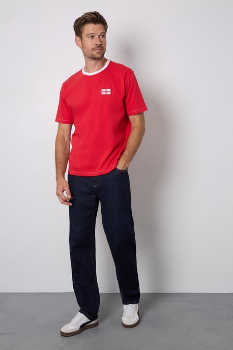 Red England Print Crew Neck T-Shirt - Image 4