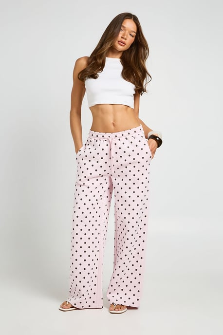 Polka Dot Mid Rise Straight Leg Jogger - Image 1