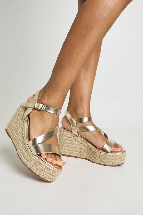 Asymmetric Espadrille Wedges - Image 1