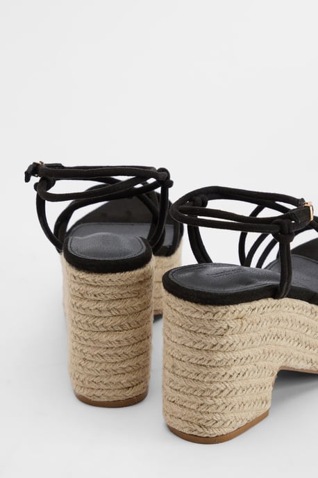 Faux Suede Knot Detail Strappy Espadrille Wedges - Image 4