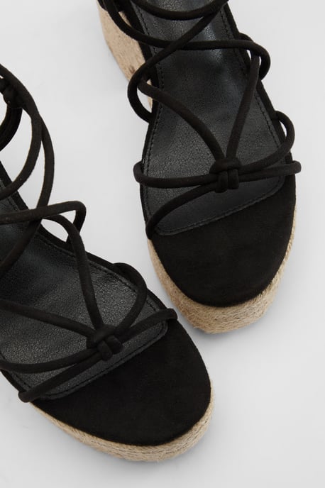 Faux Suede Knot Detail Strappy Espadrille Wedges - Image 5