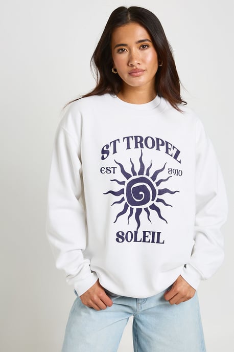 St Tropez Printed Oversized Sweatshirt - Image 1