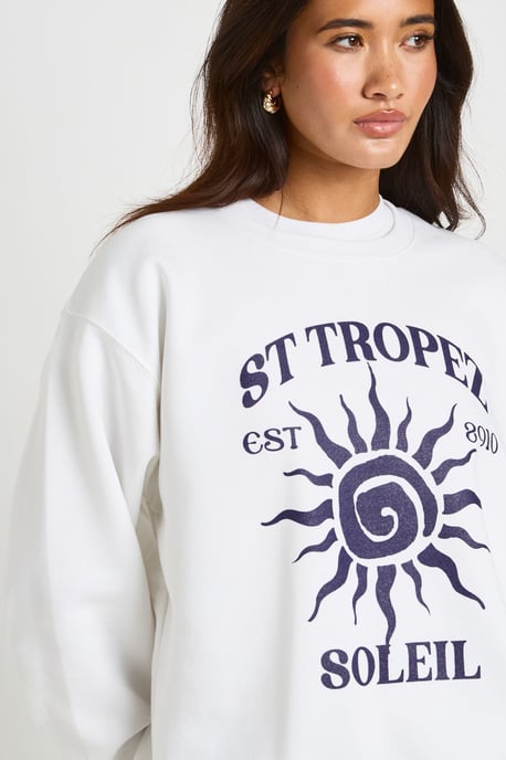 St Tropez Printed Oversized Sweatshirt - Image 3