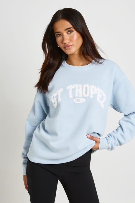 St Tropez Printed Washed Oversized Sweatshirt - Image 1