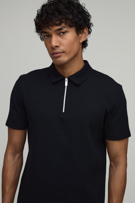 Slim Fit Waffle Polo & Short Set - Image 3