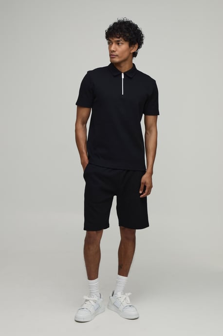 Slim Fit Waffle Polo & Short Set - Image 4