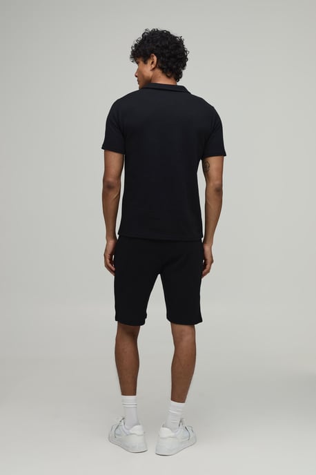 Slim Fit Man Waffle Revere Polo & Short Set - Image 2