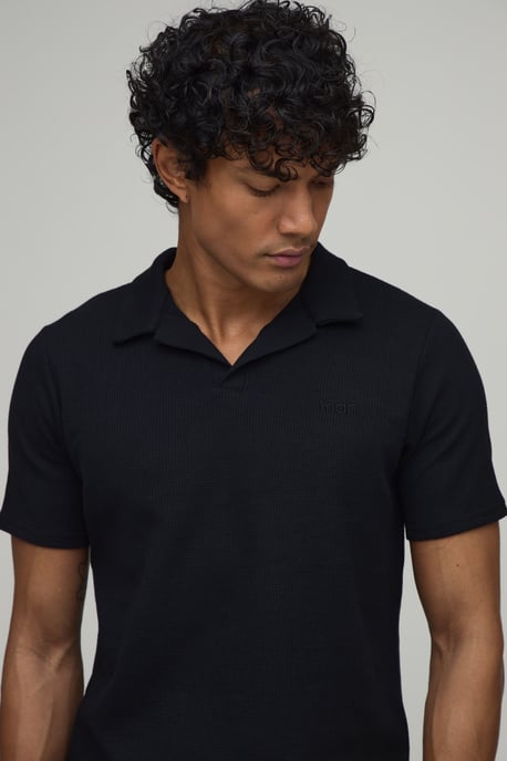 Slim Fit Man Waffle Revere Polo & Short Set - Image 3
