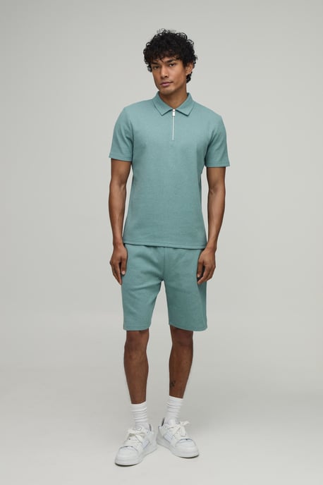 Slim Fit Waffle Polo & Short Set - Image 4