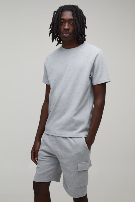 Slim Waffle T-shirt & Cargo Short Set - Image 1