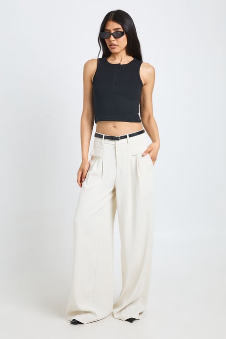 Tall Fluid Belted Wide Leg Trousers - Image 3