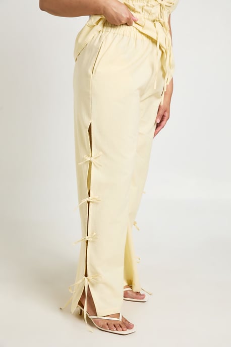 Plus Linen Look Tie Side Wide Leg Trouser - Image 4