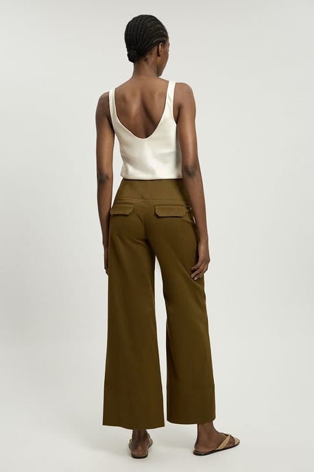 Cotton Tailored Button Detail Trousers - Image 3
