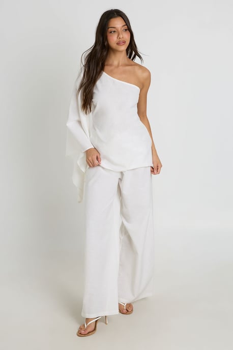 Linen Look Cape Top and Wide Leg Trouser Co-ord - Image 1