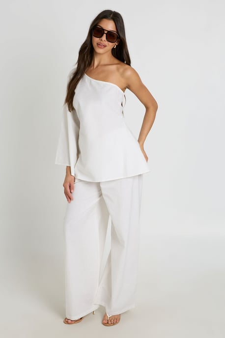 Linen Look Cape Top and Wide Leg Trouser Co-ord - Image 3