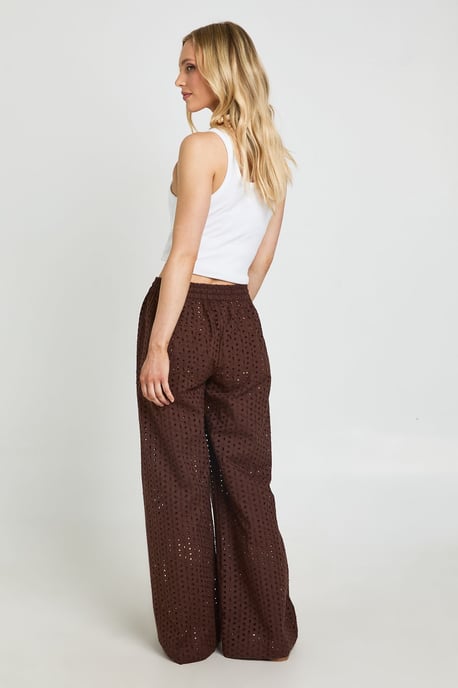 Petite Broderie Low Rise Wide Leg Trouser - Image 2