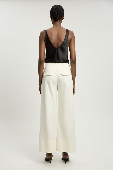 Cotton Tailored Button Detail Trousers - Image 3