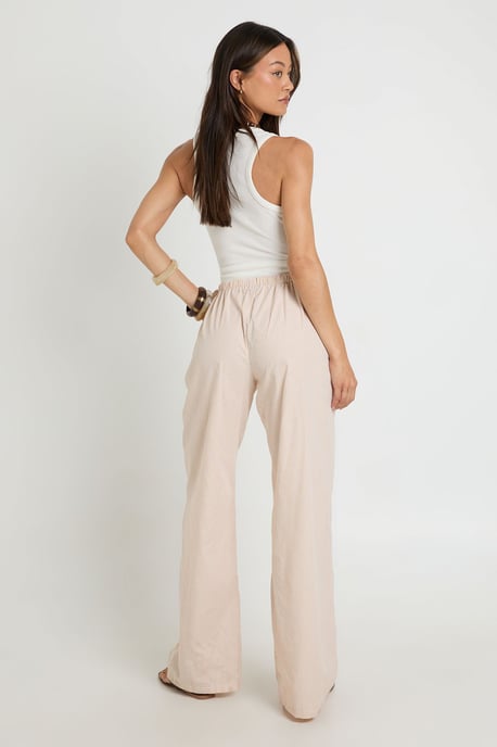 Tall Cotton Poplin Stripe Wide Leg Trousers - Image 2