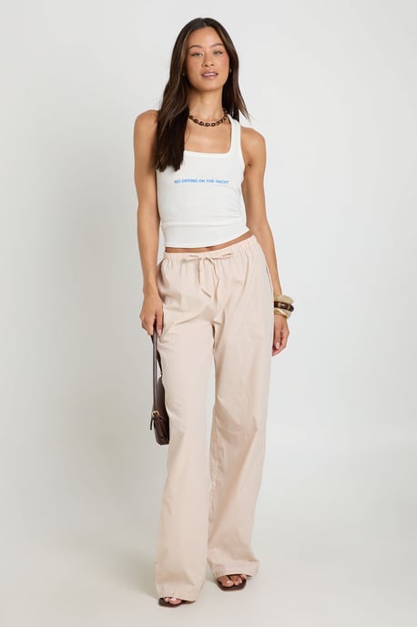 Tall Cotton Poplin Stripe Wide Leg Trousers - Image 3