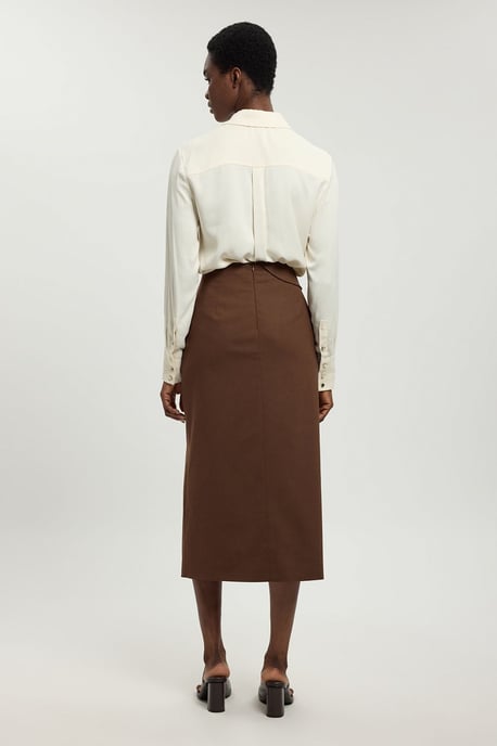 Tailored Fold Detail Midi Skirt - Image 3