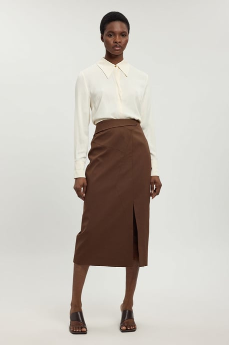 Tailored Fold Detail Midi Skirt - Image 4