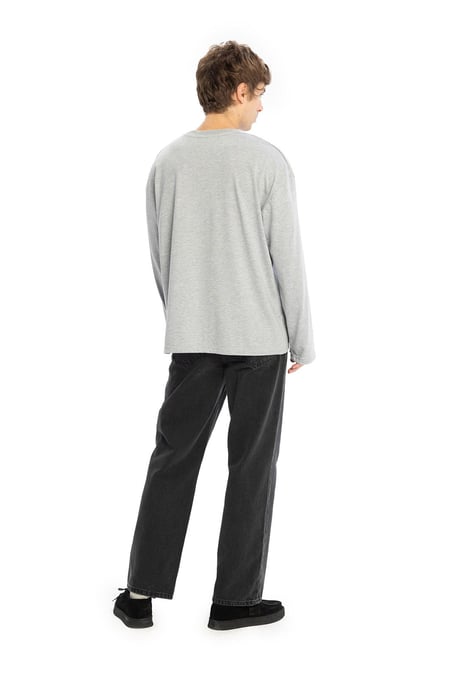 Komfortpassform Långärmad Crew Neck T-shirt i Bomull - Image 5