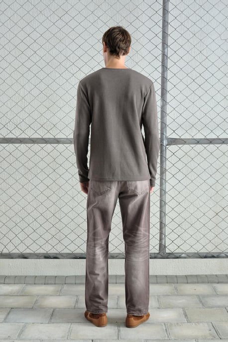 Slim Fit Knopkraag Lange Mouwen T-Shirt - Image 4