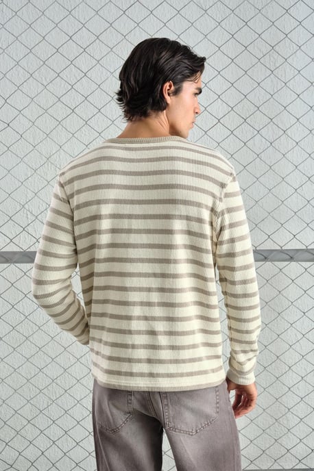 Gestreepte Knopkraag Lange Mouw T-Shirt - Image 2