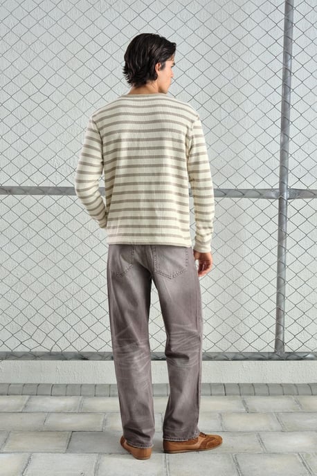 Gestreepte Knopkraag Lange Mouw T-Shirt - Image 3