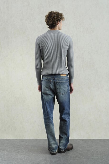 Slim Fit Ribbad Polotröja - Image 3