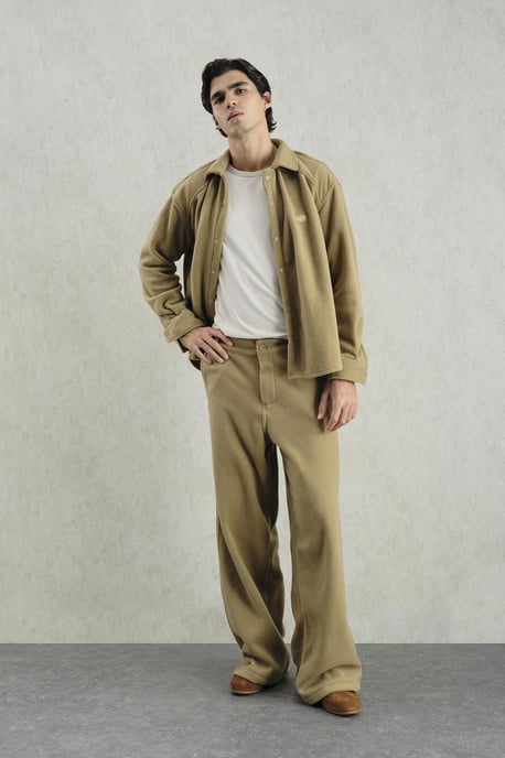 Gestructureerde Brede Pantalon met Knopsluiting - Image 1