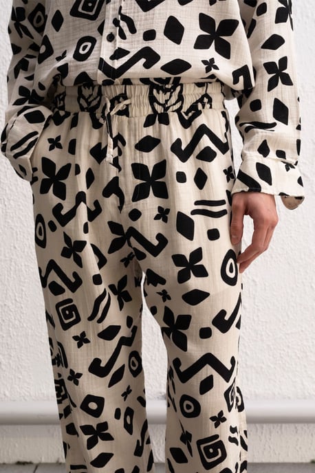 Etnische Print Relaxed Fit Wijde Broek - Image 2