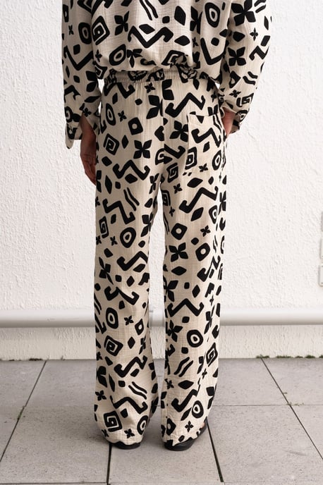 Etnische Print Relaxed Fit Wijde Broek - Image 3