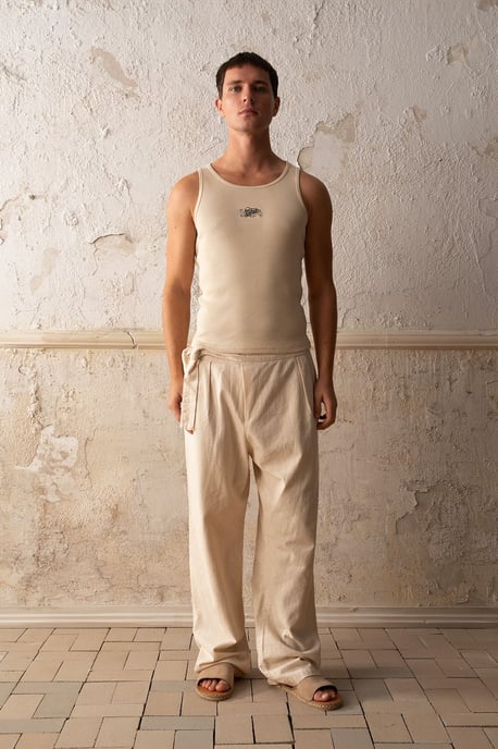 Gevachte Relaxed Fit Brede Pijpenbroek - Image 1