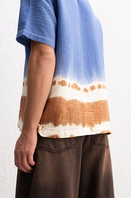 Tie-Dye Kortärmad Skjorta med Knäppning - Image 6