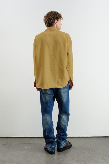 Överdimensionerad långärmad knapp-front sammetsskjorta - Image 3