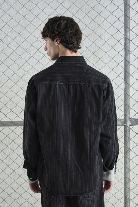 Gestreepte Drukknopen Lange Mouwen Shirt - Image 4