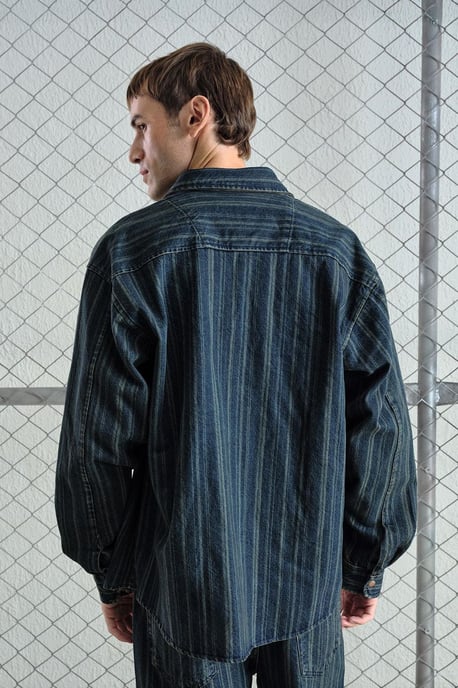 Gestreepte Spijkerblouse met Knopen en Pocket - Image 3