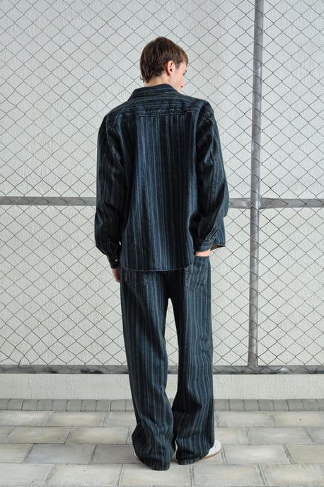 Gestreepte Spijkerblouse met Knopen en Pocket - Image 4