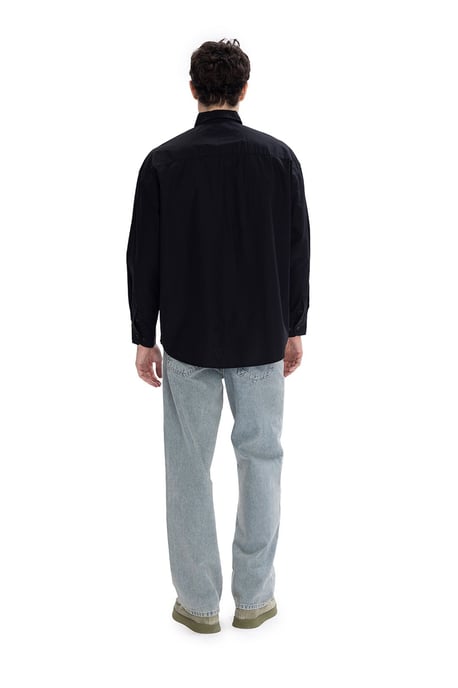 Regular Fit Långärmad Poplin Skjorta med Knappt stängning - Image 5