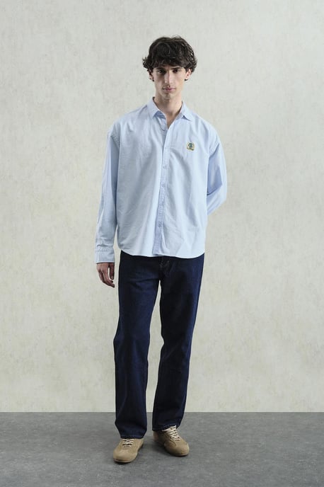 Broderad knapp-up poplin skjorta - Image 1