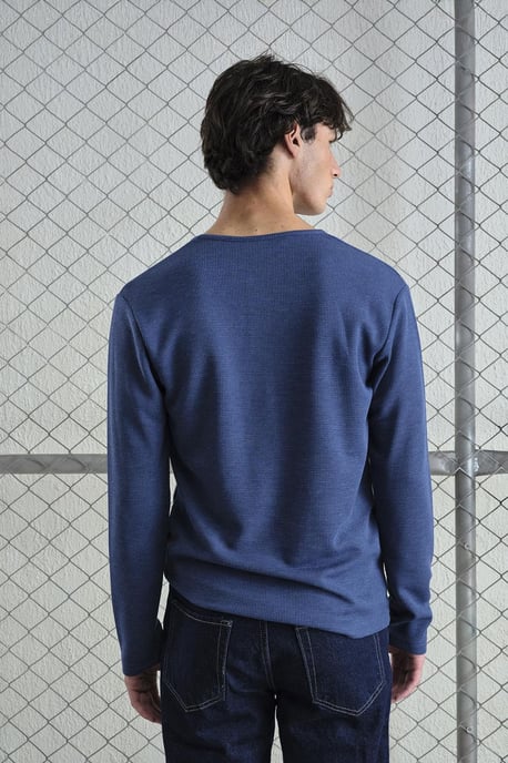 Bekväm passform långärmad skjortkrage T-shirt - Image 3