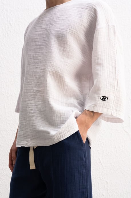Musselinen Crew Neck Lange Mouwen T-Shirt - Image 2
