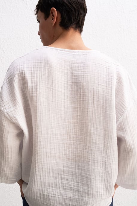 Musselinen Crew Neck Lange Mouwen T-Shirt - Image 4